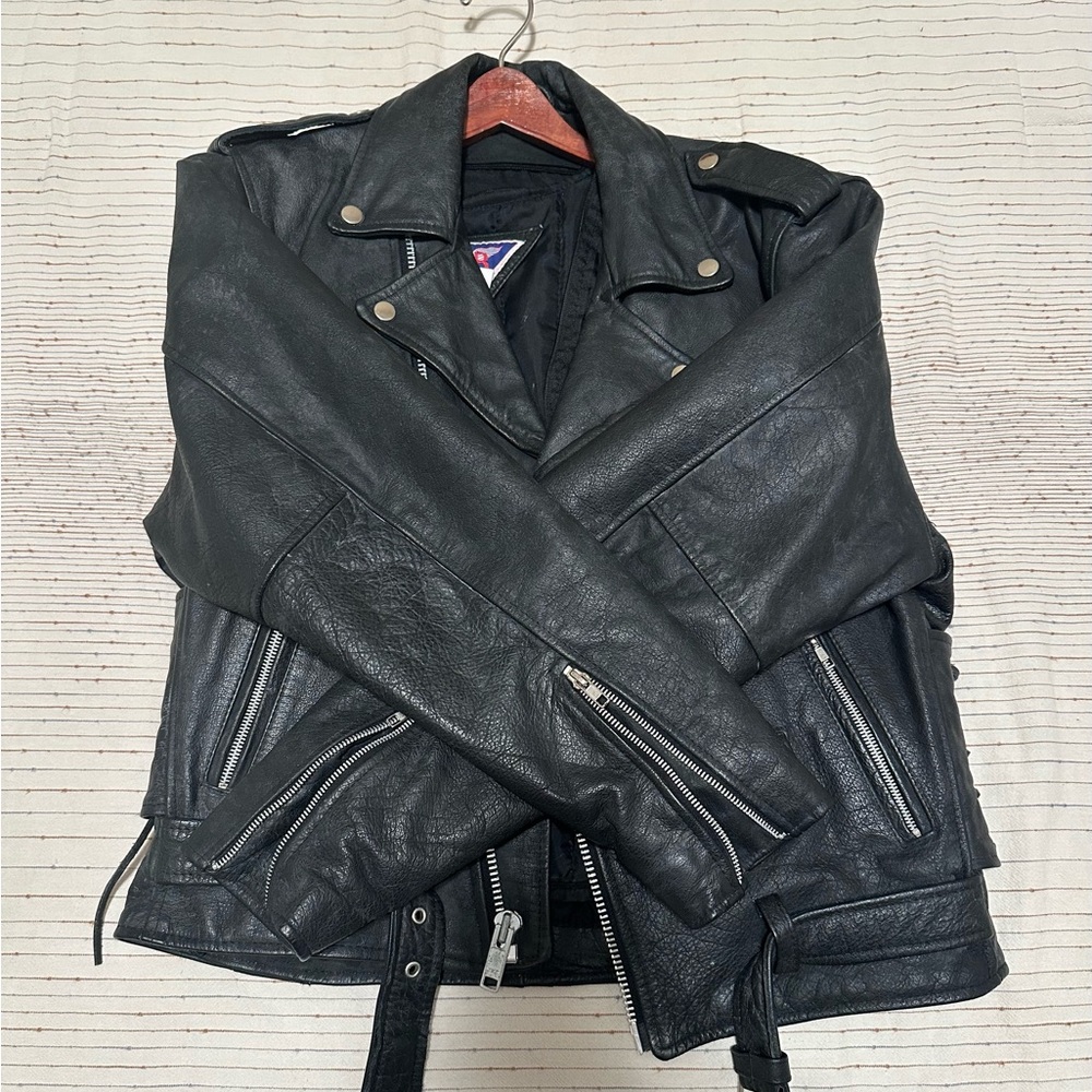 Vintage leather moto jacket